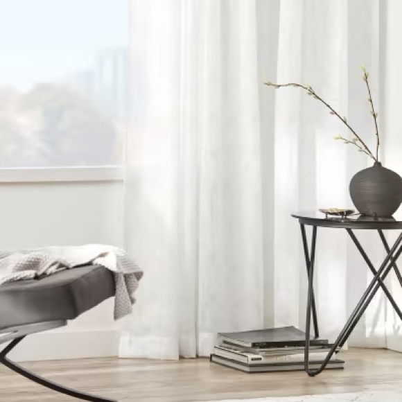 🚨CLEARANCE SALE🚨 COPY - COPY - White Genoa Sheer Rod Pocket Curtain 54" x 108" - Picture 3 of 13